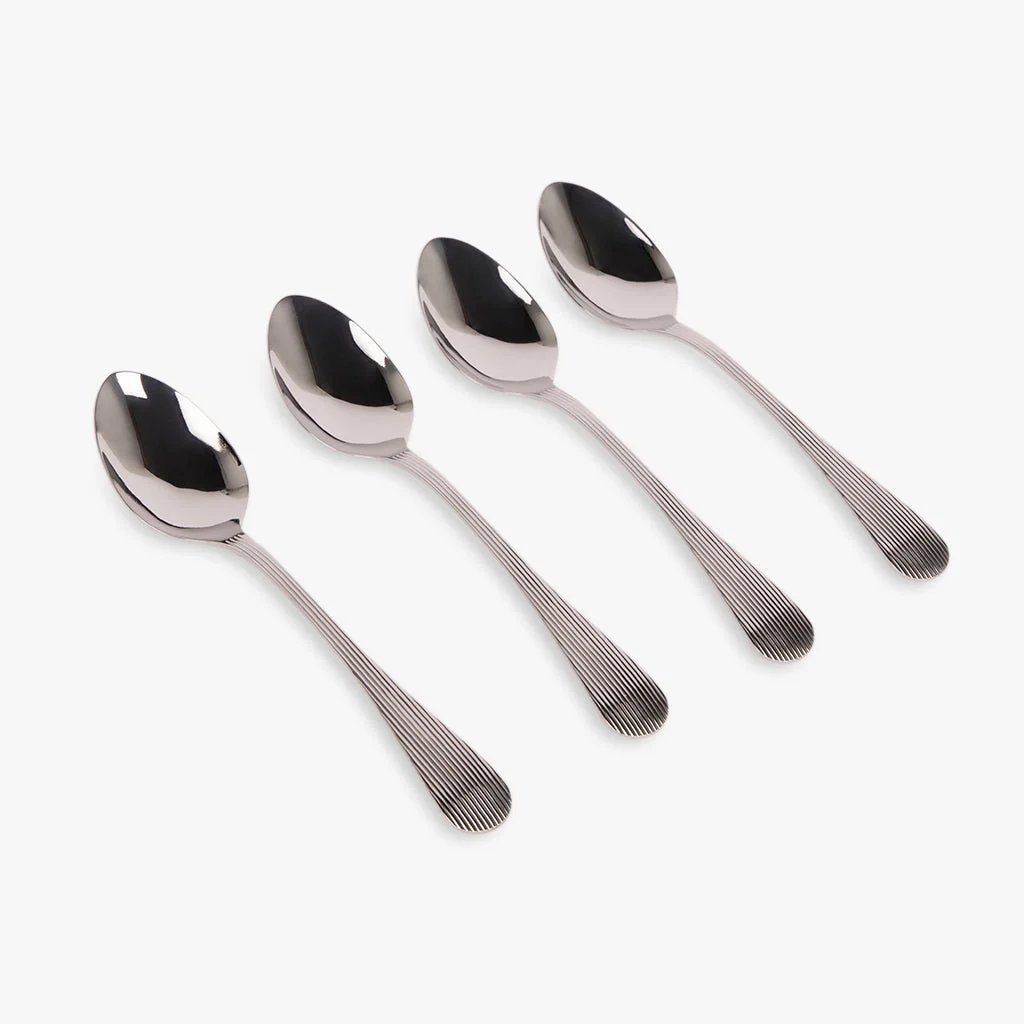 Conjunto 4 Colheres de Sobremesa Aço Inox Prateado GROOVY - Image 3