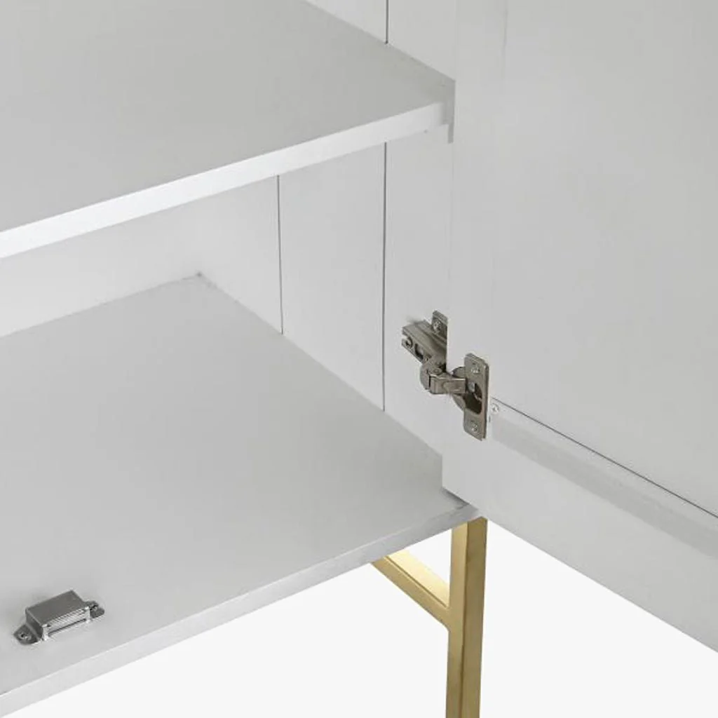Aparador Relevo Branco com Acabamentos Dourado 157X43X84 WHITE GLOW - Image 6