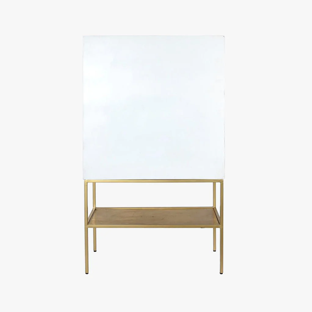 Aparador Relevo Branco com Acabamentos Dourado 91X44X152 WHITE GLOW - Image 4