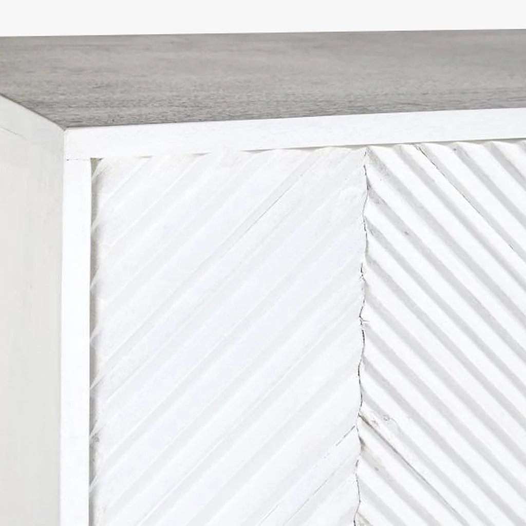 Aparador Relevo Branco com Acabamentos Dourado 91X44X152 WHITE GLOW - Image 5