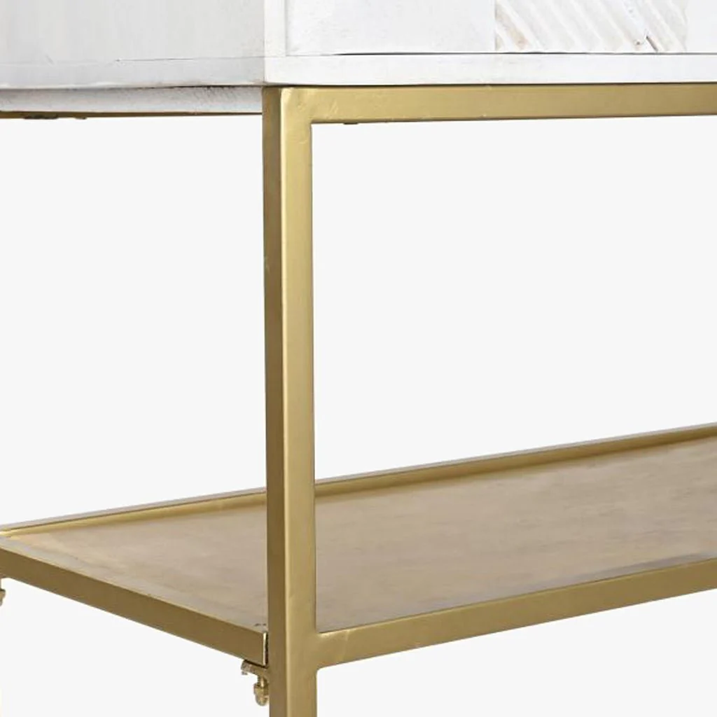 Aparador Relevo Branco com Acabamentos Dourado 91X44X152 WHITE GLOW - Image 7