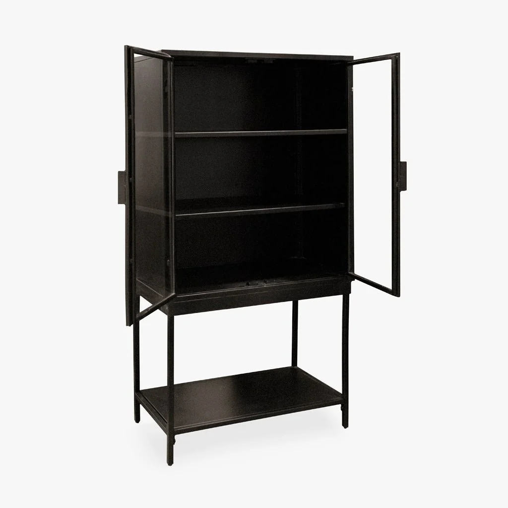 Armário de Metal Preto com Duas Portas de Vidro FUKUI - Image 6