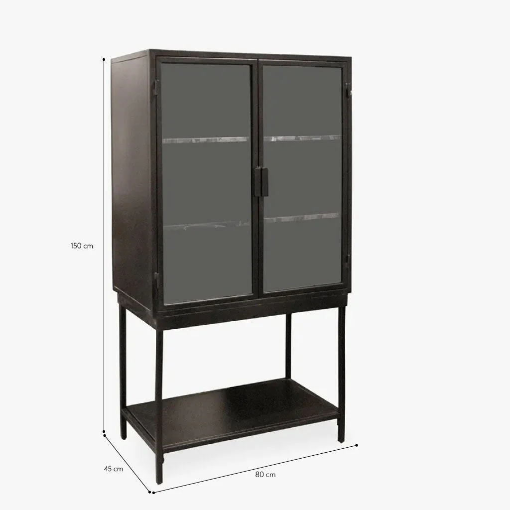 Armário de Metal Preto com Duas Portas de Vidro FUKUI - Image 8