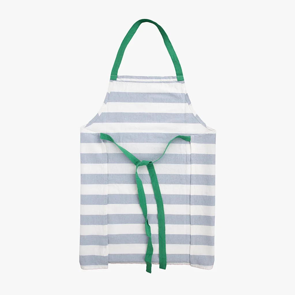 Avental de Algodão Riscas Azul com bolso Verde TÂNGER - Image 3