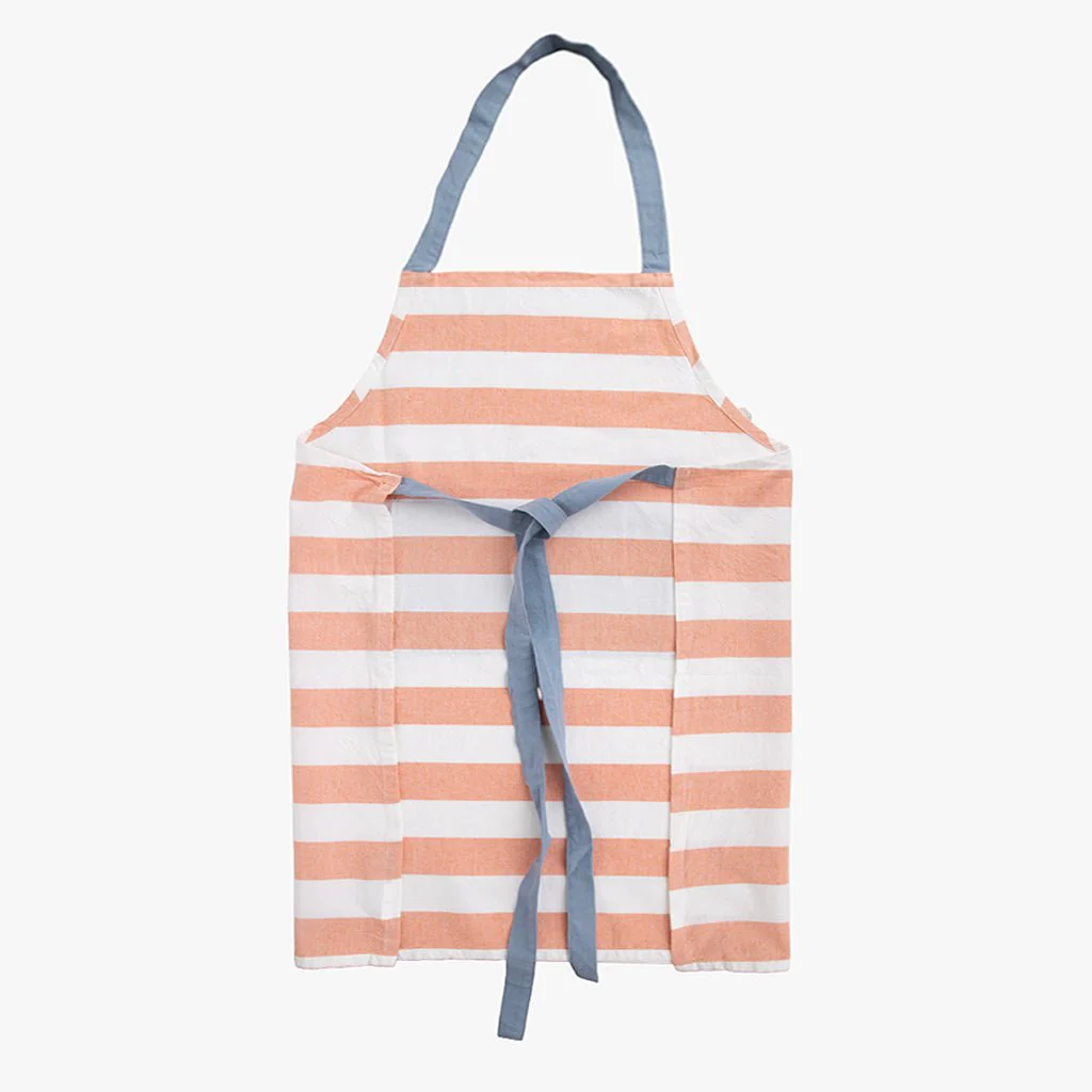 Avental de Algodão Riscas Laranja com bolso Azul TÂNGER - Image 4