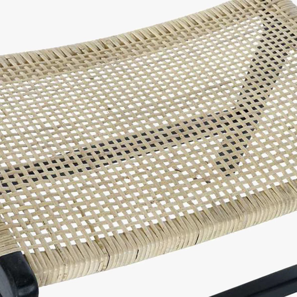 Banco Preto de Madeira e Rattan 65x47x40cm VEREDA - Image 4