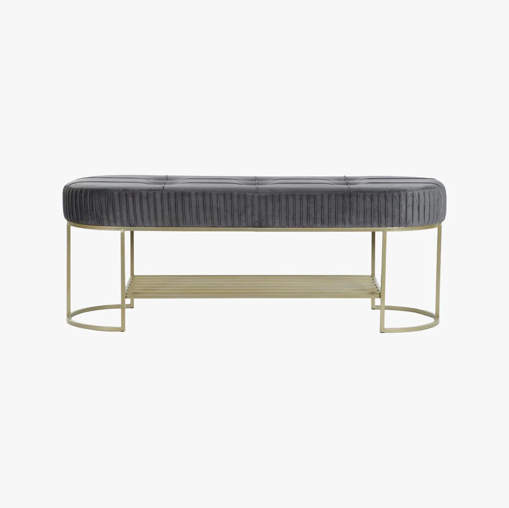 Banqueta Aveludada Cinza VERSAILLES