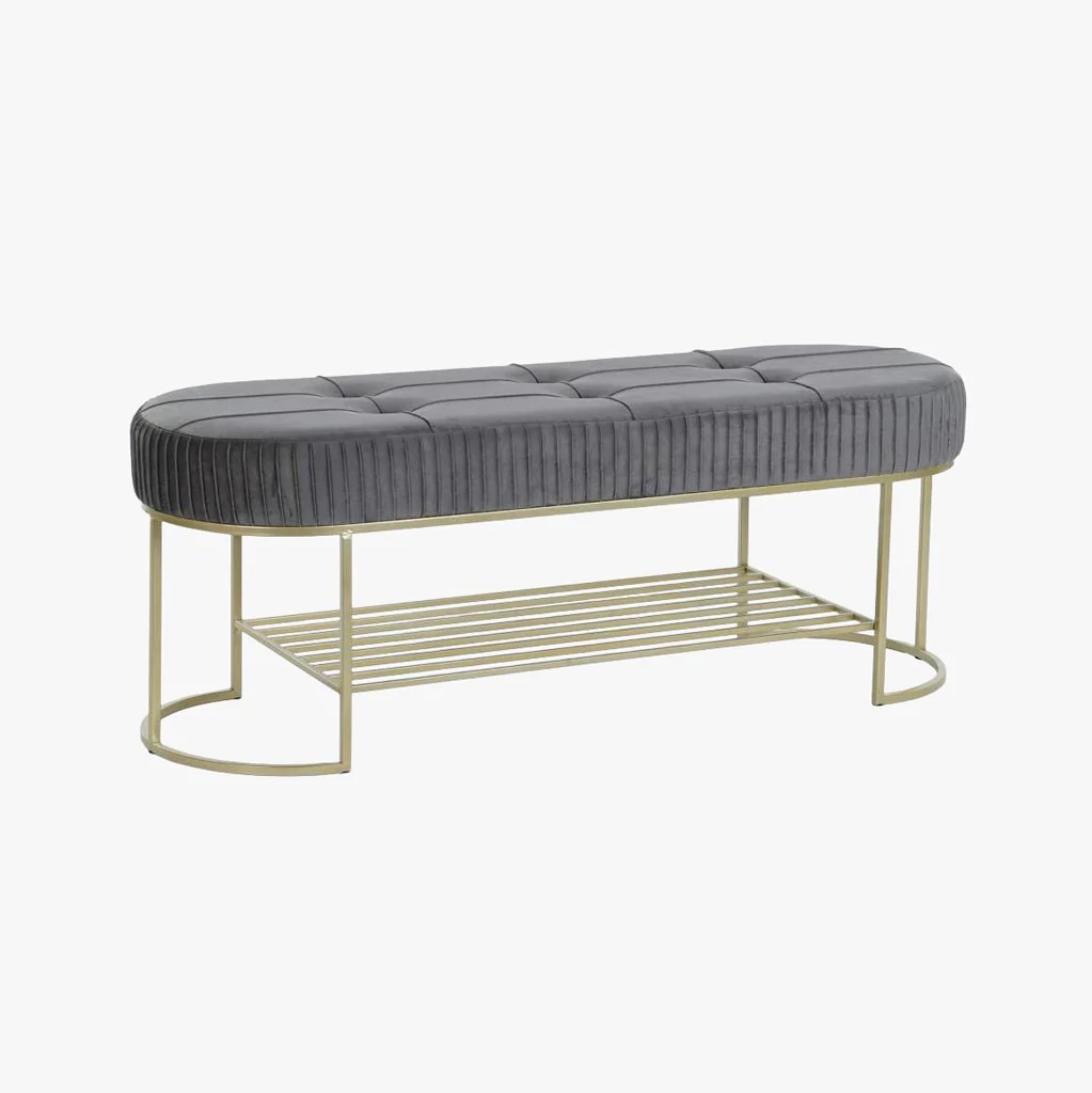 Banqueta Aveludada Cinza VERSAILLES - Image 2