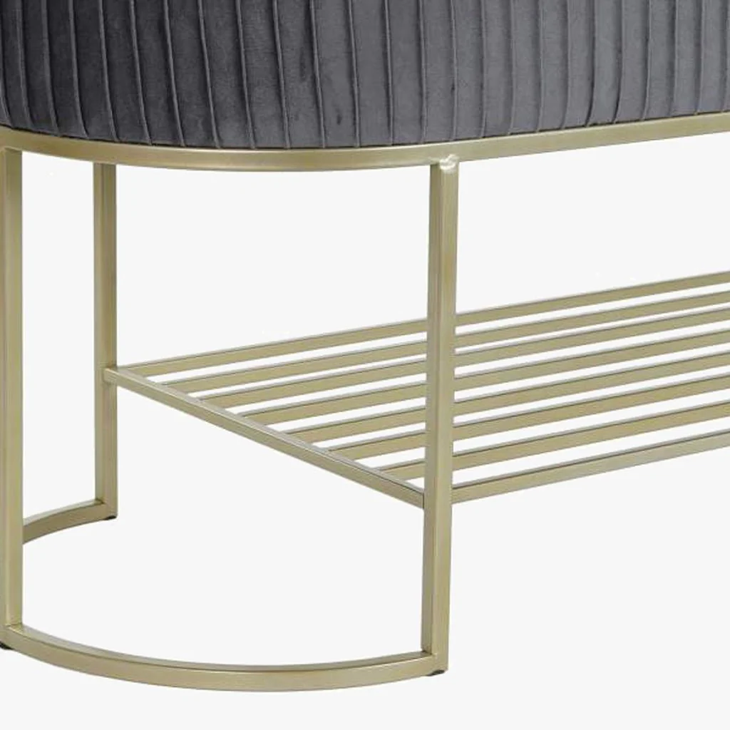 Banqueta Aveludada Cinza VERSAILLES - Image 3