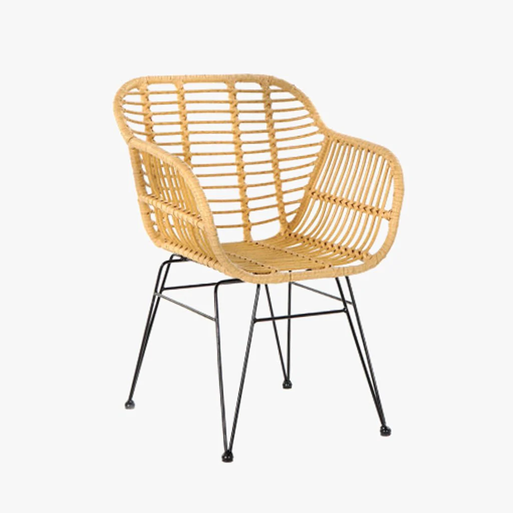 Cadeira de Metal e Rattan Amarela 57x62x81 SIESTA