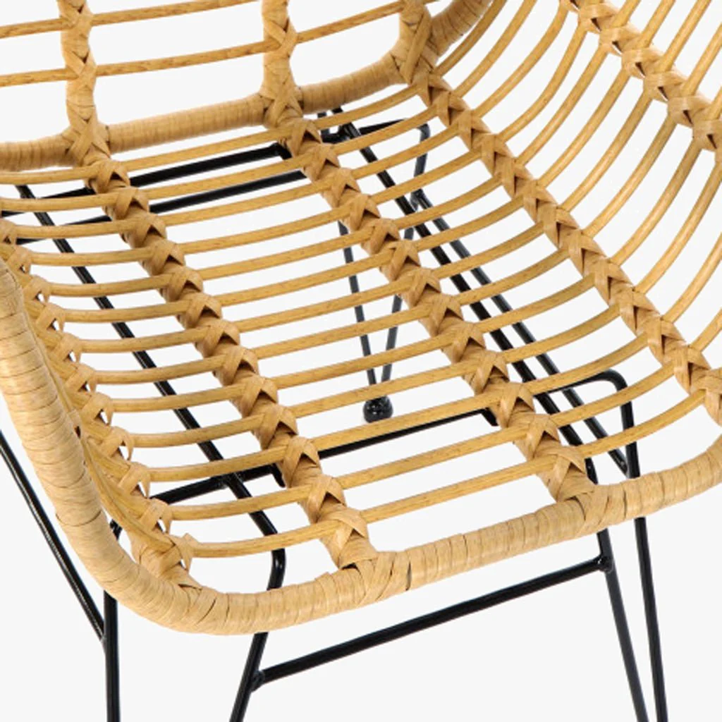 Cadeira de Metal e Rattan Amarela 57x62x81 SIESTA - Image 3