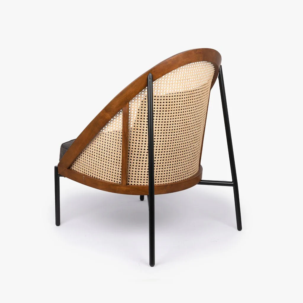 Cadeirão com Almofada Cinza com Costas em Rattan OZAWA - Image 4
