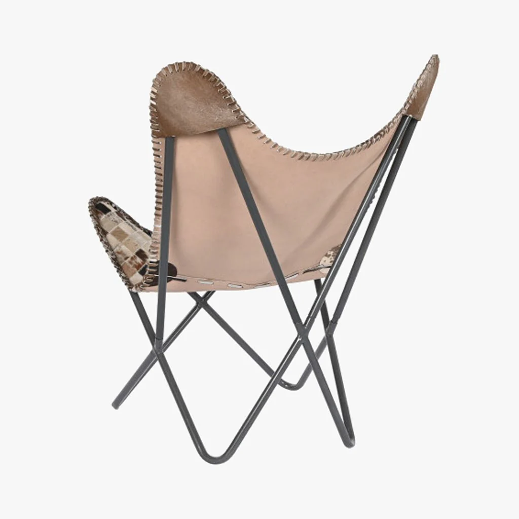 Cadeira Pele Quadrados Camel/Branco VERVE - Image 4