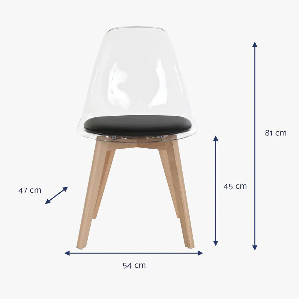 Cadeira Transparente Branca & Preto 54X47X83 EAMES - Image 7