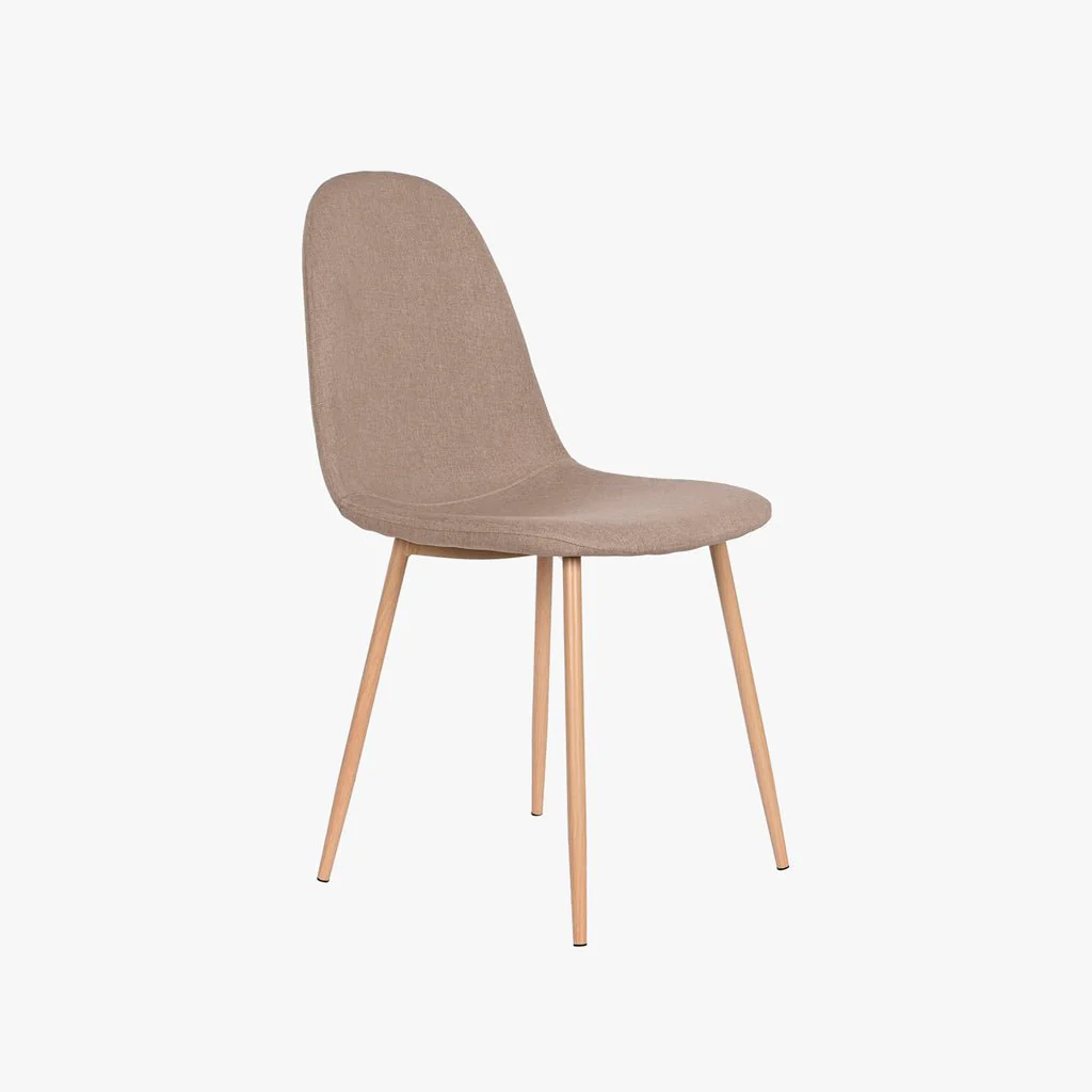 Cadeira em Tecido Bege com Pés efeito Madeira 44X51X91 EAMES