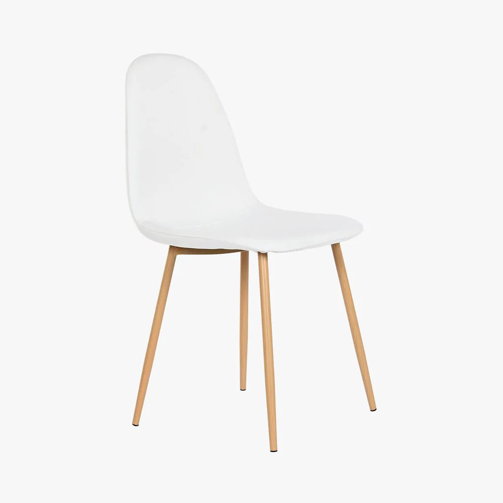 Cadeira em Tecido Branco com Pés Efeito Madeira 44X51X85 EAMES