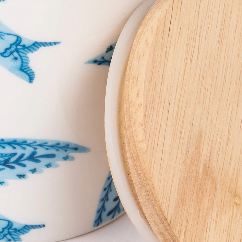 Pote com tampa de Bambu BLUE BIRD - Image 3
