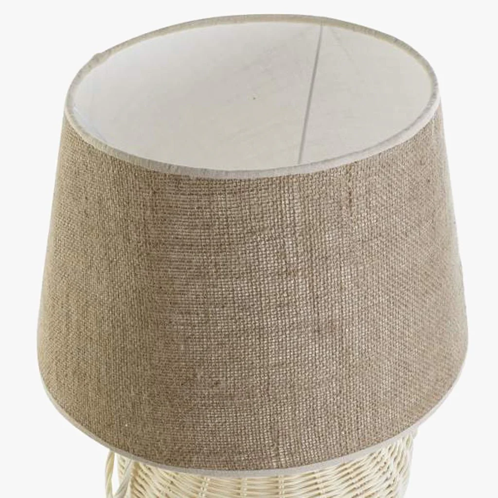 Candeeiro de Mesa Rattan Branco PALHA - Image 3