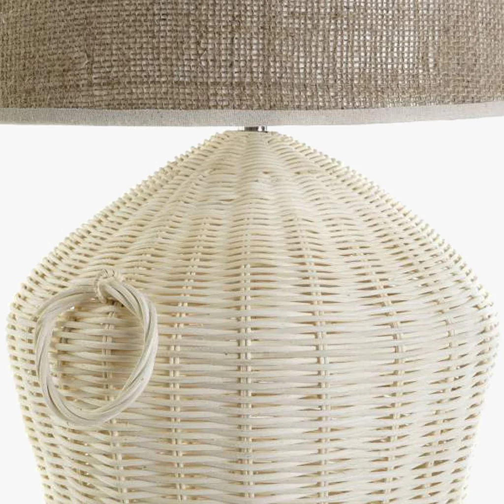 Candeeiro de Mesa Rattan Branco PALHA - Image 4