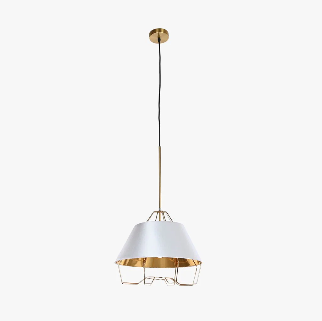 Candeeiro de Teto Metal Branco e Dourado LUXE - Image 2