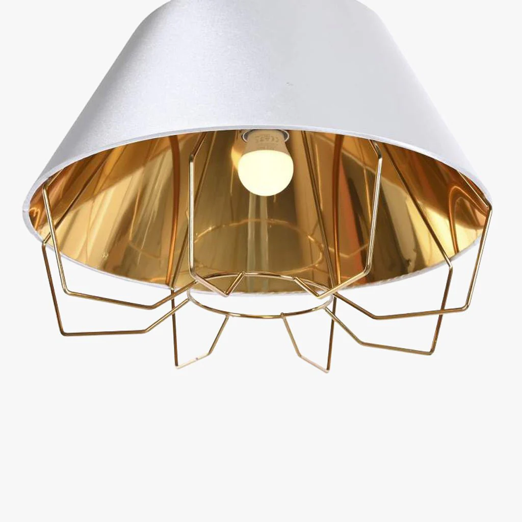 Candeeiro de Teto Metal Branco e Dourado LUXE - Image 3