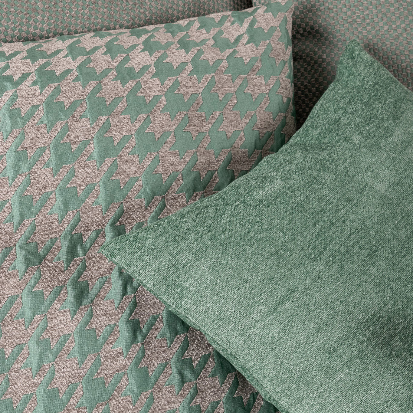 Capa de Almofada Pied-de-Poule Verde HERITAGE - Image 3