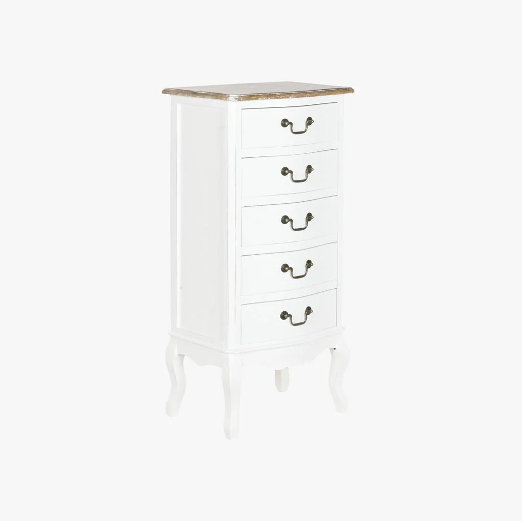 Camiseiro Branco de Madeira com Cinco Gavetas 48x35x100 VERSAILLES - Image 2