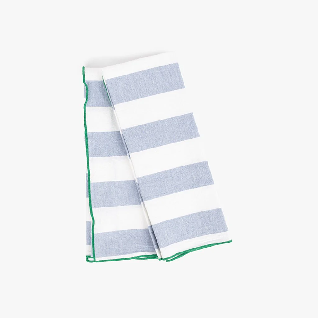 Conjunto de dois Panos de Algodão Riscas Azul e Verde TÂNGER