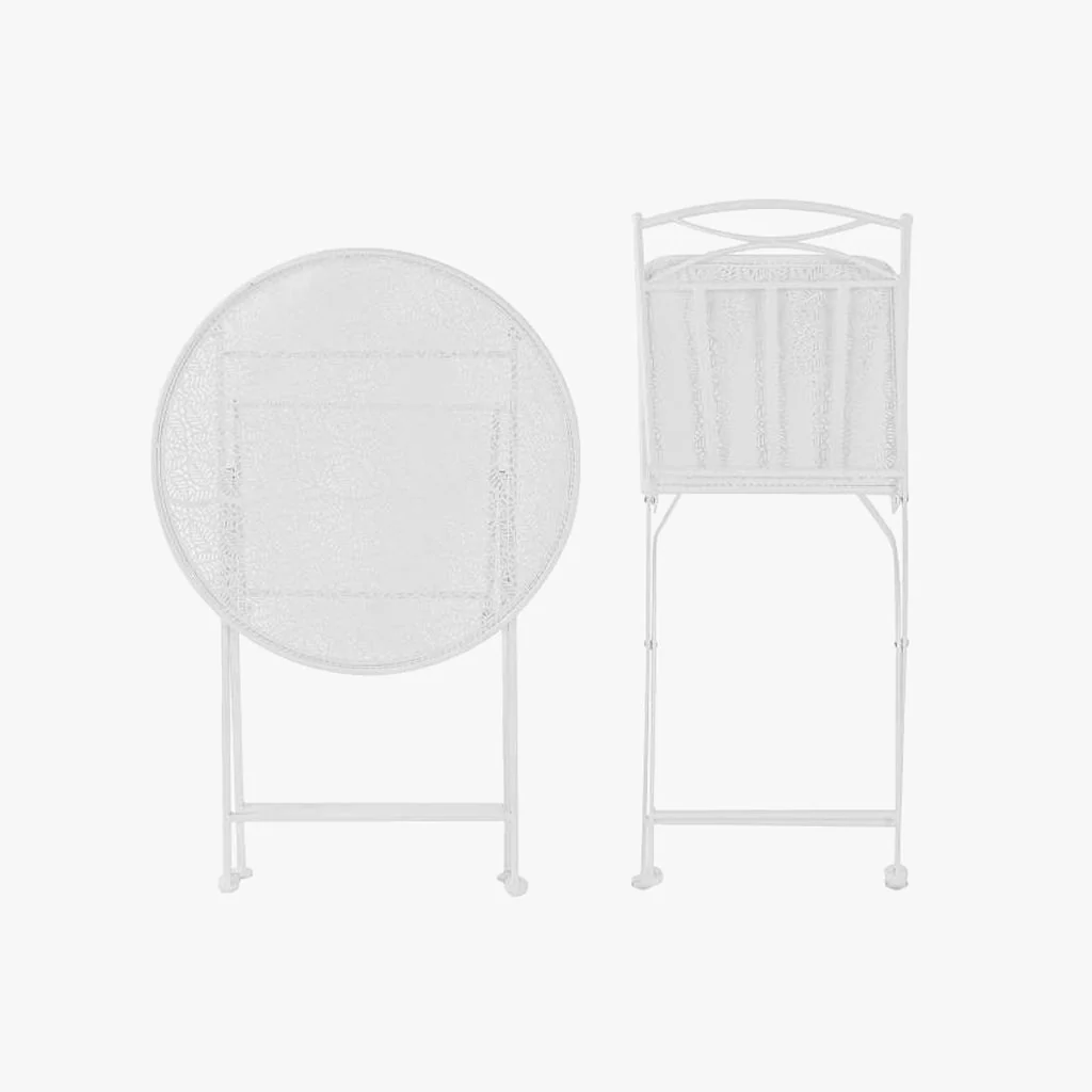Conjunto de mesa e duas cadeiras em metal com folhas branco REVIVAL - Image 10