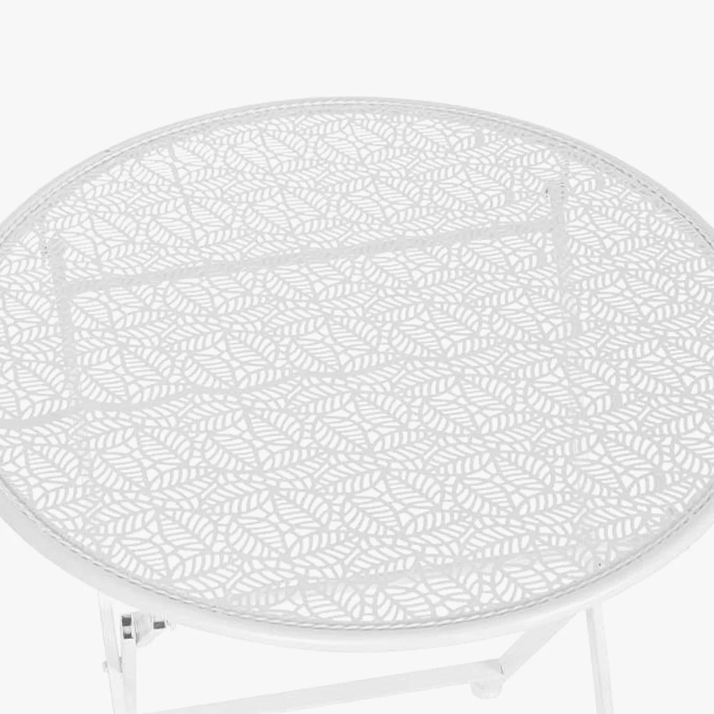 Conjunto de mesa e duas cadeiras em metal com folhas branco REVIVAL - Image 4