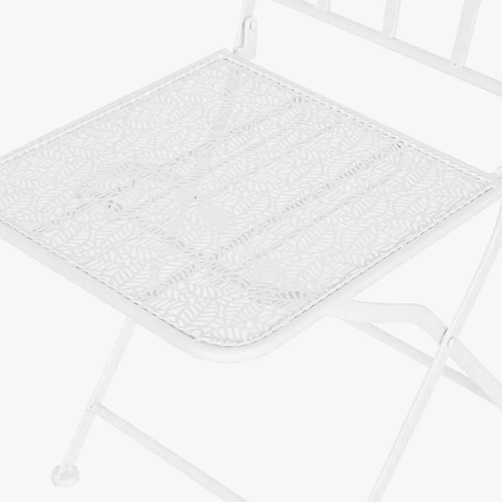 Conjunto de mesa e duas cadeiras em metal com folhas branco REVIVAL - Image 9