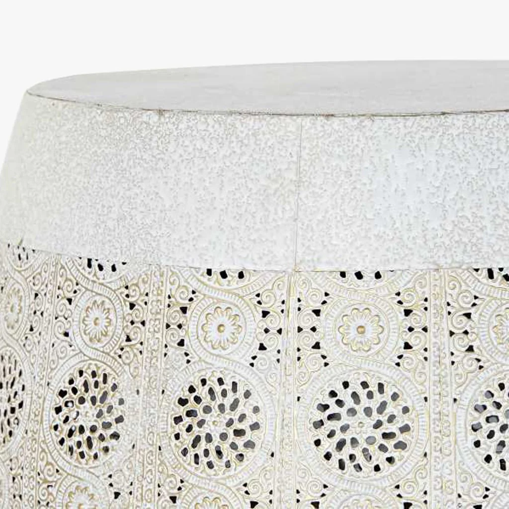 Conjunto Duas Mesas de Apoio Orientais Brancas Metal JASMIN - Image 3