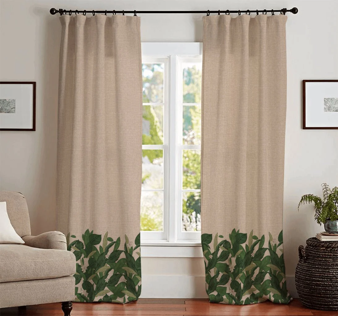 Cortinado de Linho Bege com Folhas GREEN SENSE - Image 2