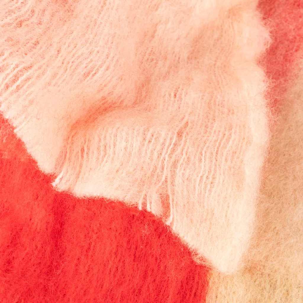Manta de Acrílico com Franjas Vermelho e Bege WOODLAND - Image 3