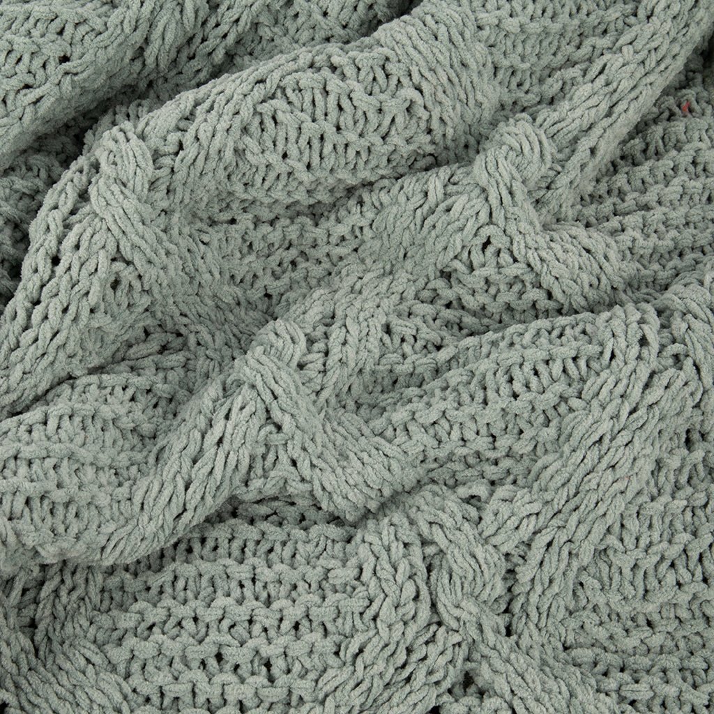 Manta de Tricot Trançando com Sherpa Verde ALASKA - Image 2
