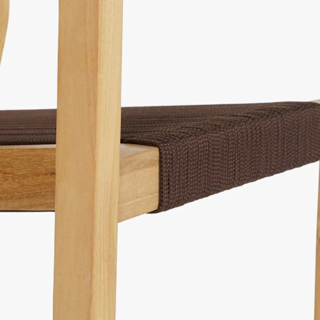 Mesa com 4 cadeiras em Teca e Corda Castanho ÉBANO - Image 10