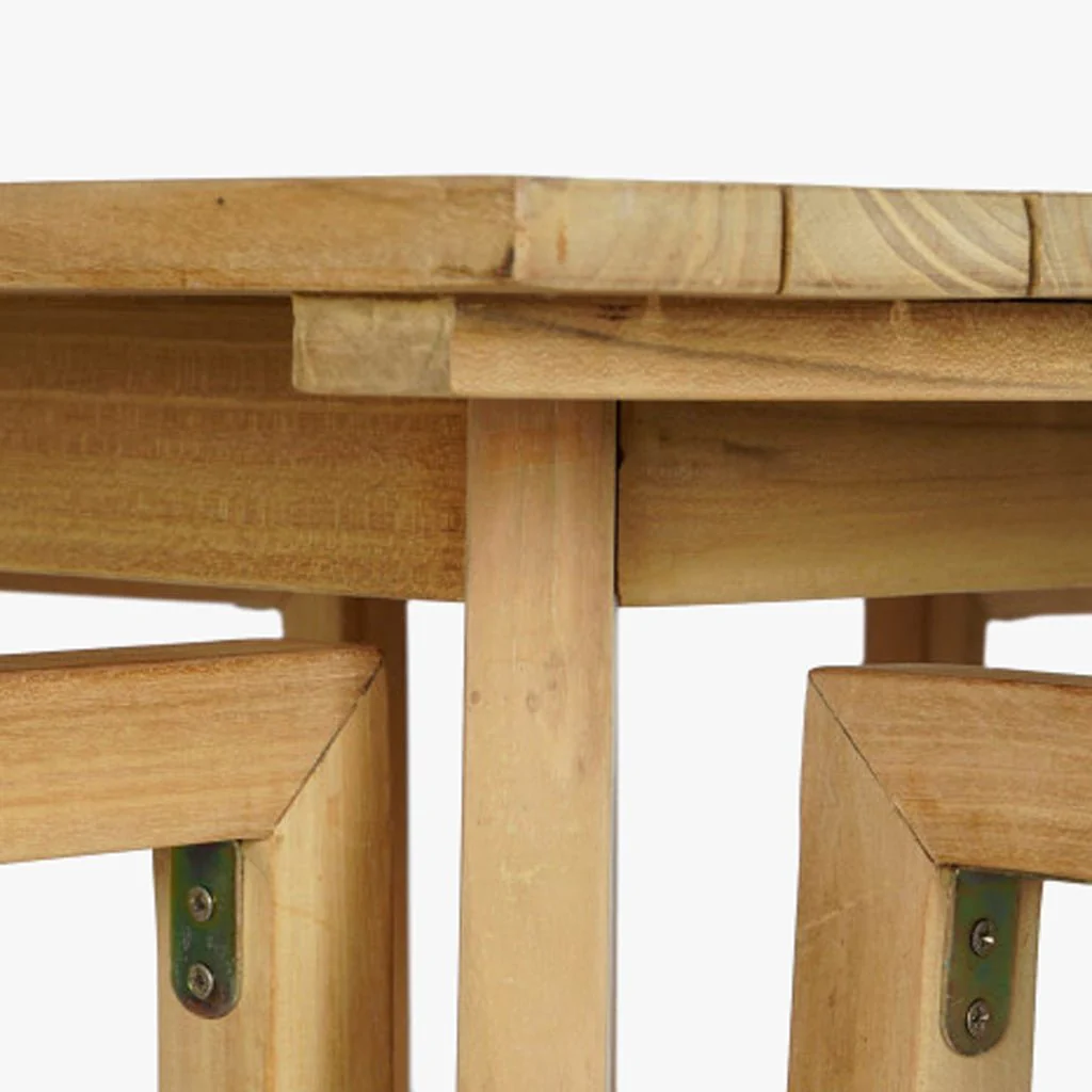 Mesa com 4 cadeiras em Teca e Corda Castanho ÉBANO - Image 4
