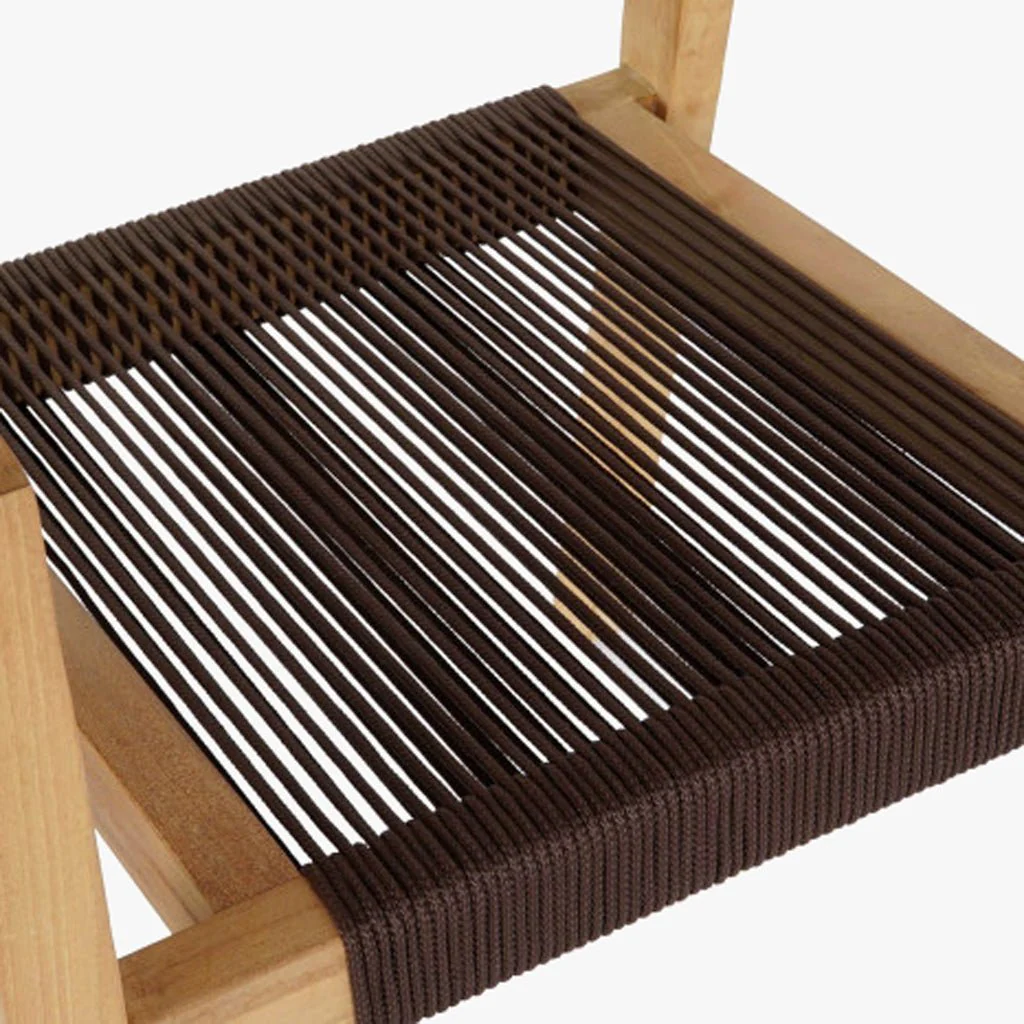 Mesa com 4 cadeiras em Teca e Corda Castanho ÉBANO - Image 7