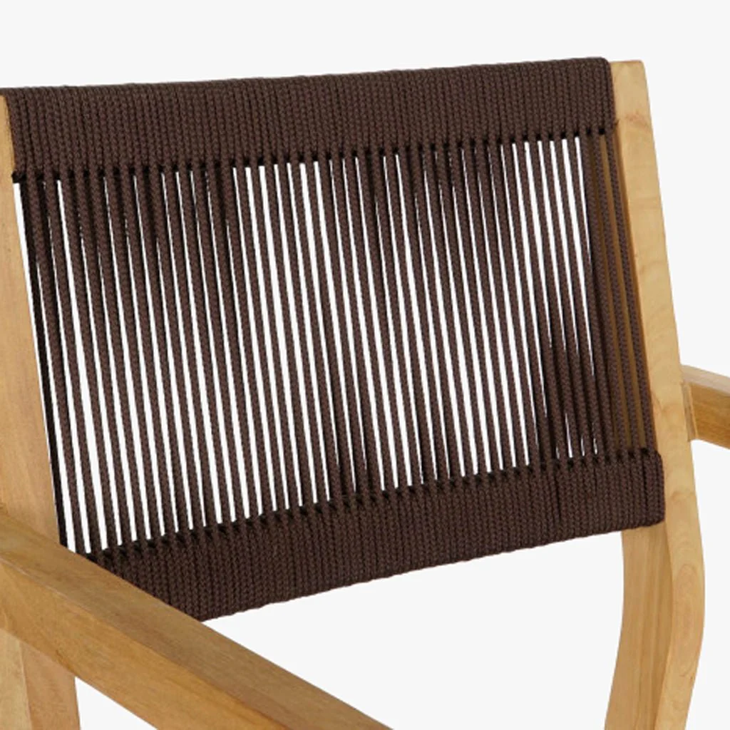 Mesa com 4 cadeiras em Teca e Corda Castanho ÉBANO - Image 8
