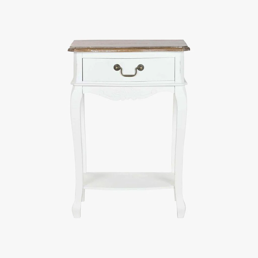 Mesa de Cabeceira Branca com Uma Gaveta 48x35x69 VERSAILLES