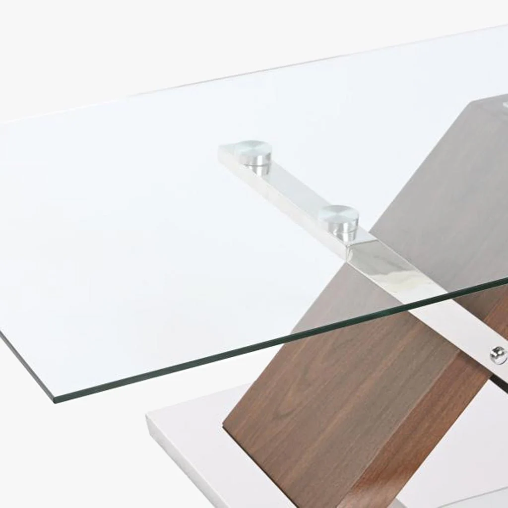 Mesa de Centro Vidro Acabamento Efeito Madeira | 120×60×42 cm | PRISMA - Image 3