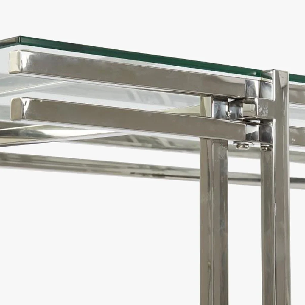 Mesa de Centro Tampo em Vidro e Estrutura em Metal Prata | 120X60X45 | PRISMA - Image 4