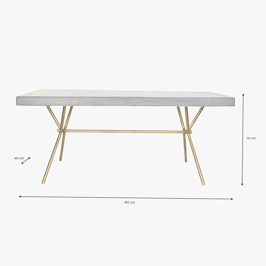 Mesa Jantar Branco com acabamentos Dourado 180X90X76 WHITE GLOW - Image 5
