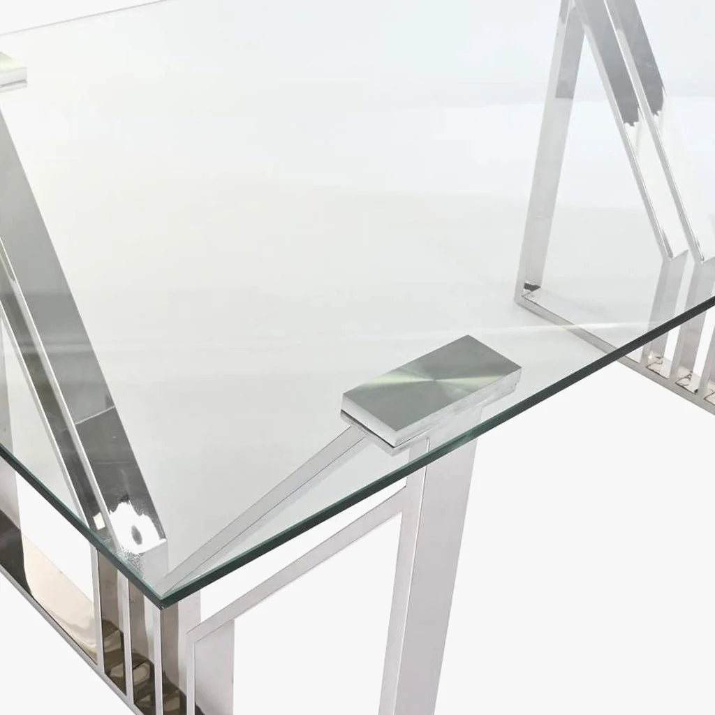 Mesa de Jantar em Vidro com Estrutura Cromada | 180X90X75 | PRISMA - Image 3