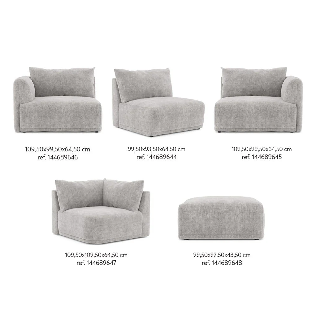 Módulo Pouf Cinza Sofá Modular COTILLARD - Image 13