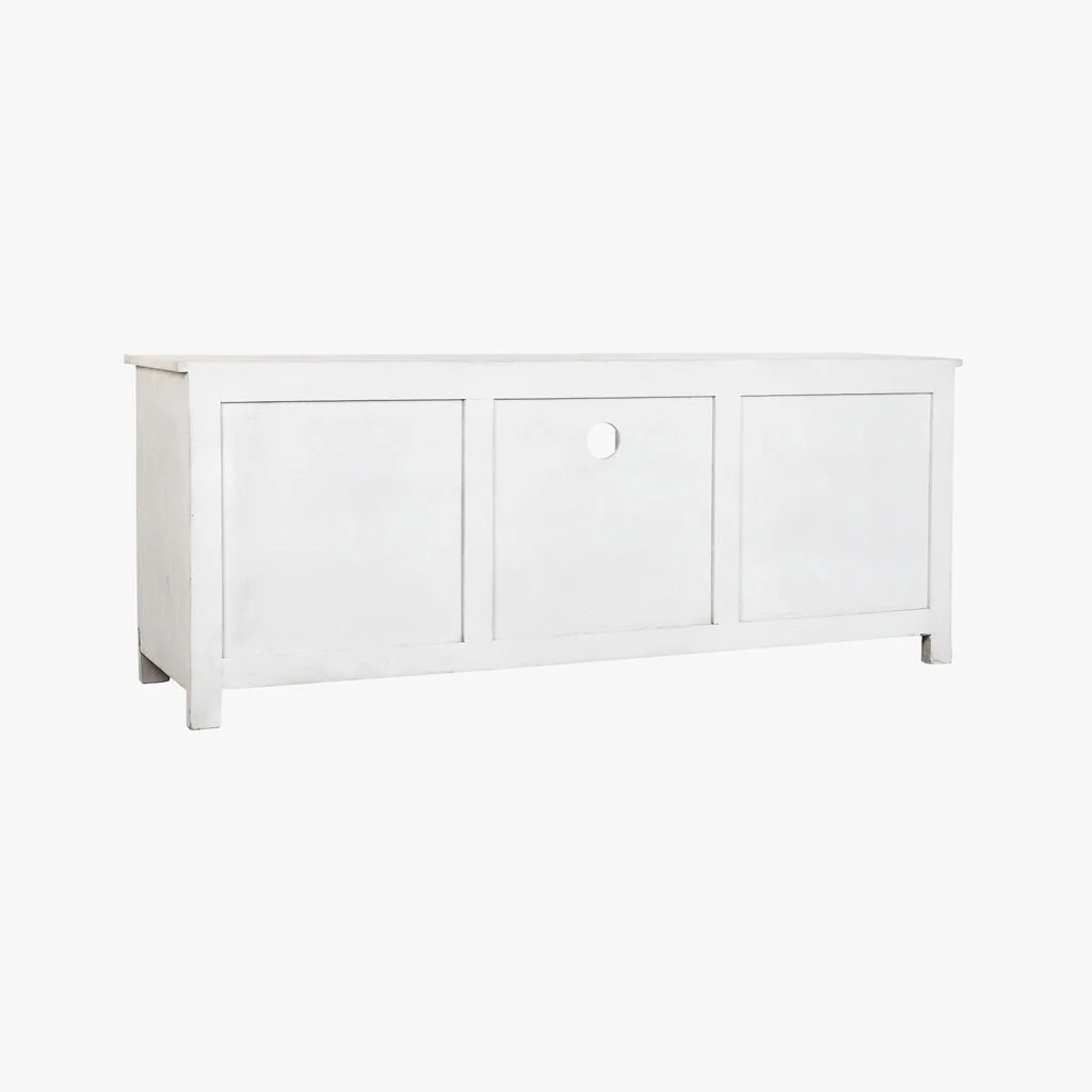 Móvel de Televisão Branco Madeira Maciça Cravada JASMIN - Image 3