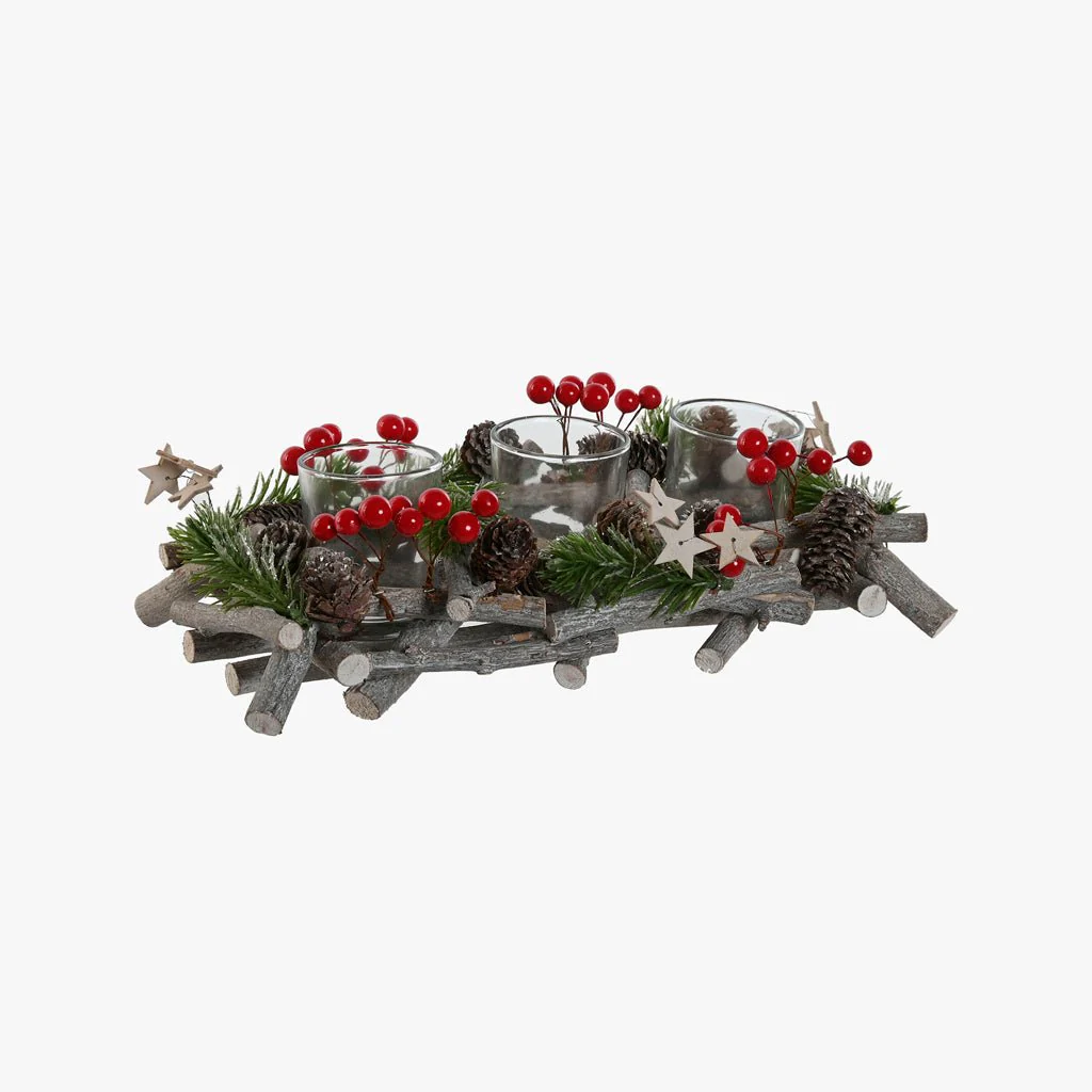Porta Velas Azevinho 30cm ALPINE