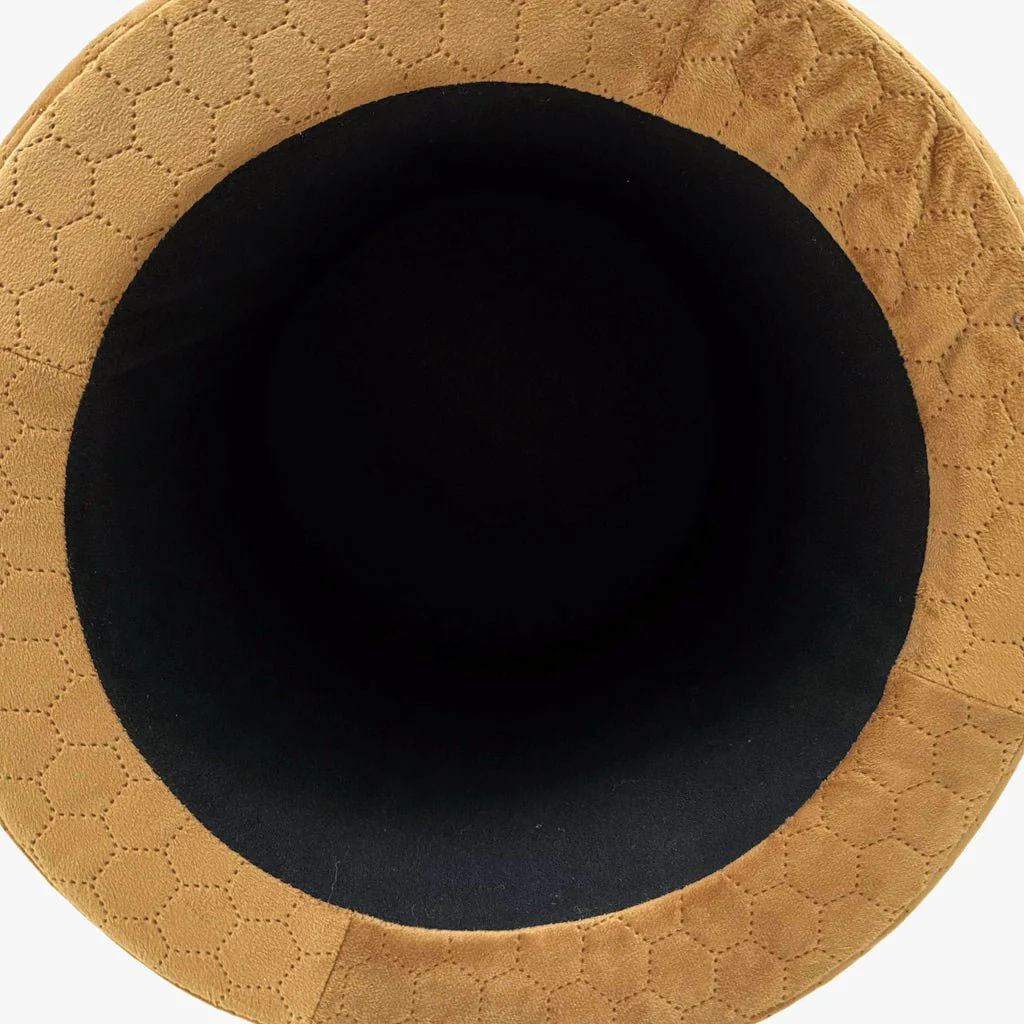 Pouf Mostarda de Veludo com padrão e arrumação LUCENA - Image 6