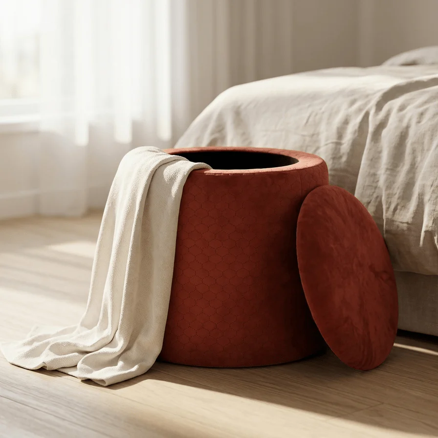 Pouf Tijolo de Veludo com padrão e arrumação LUCENA - Image 2