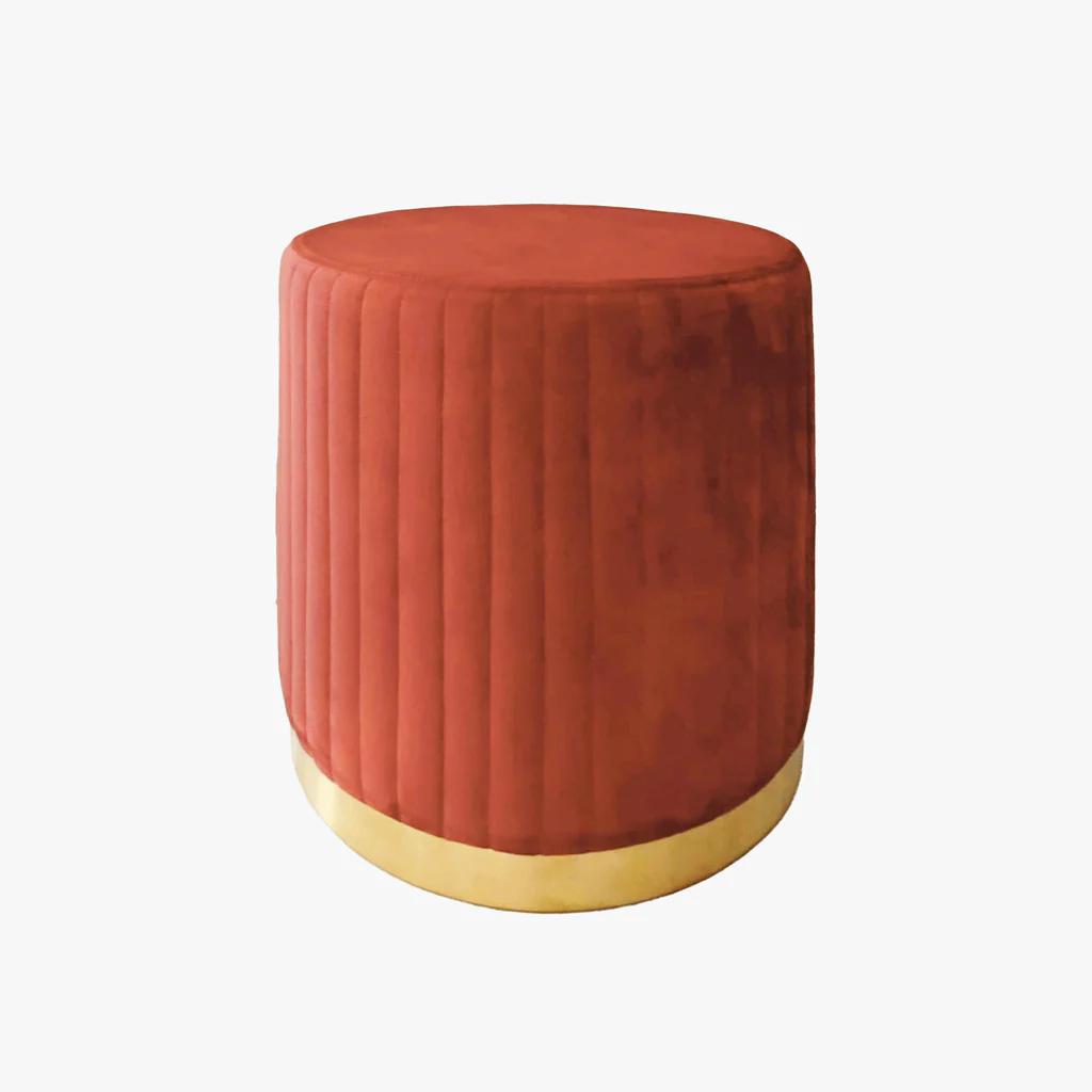 Pouf Tijolo de Veludo com riscas em dourado ANDRIA - Image 2